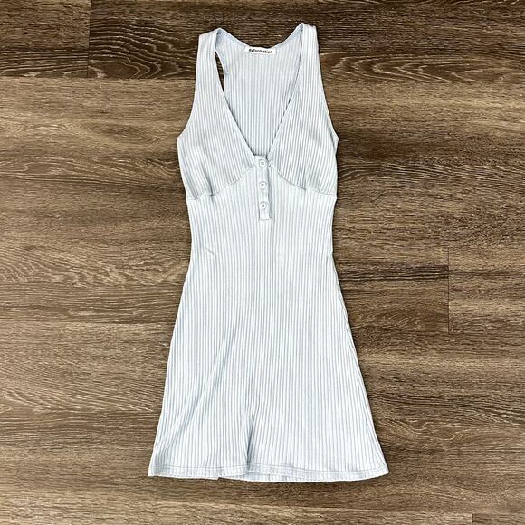 EUC Reformation Paso Knit Mini Dress Light Blue Ribbed Button Front Tank Small - Picture 3 of 15